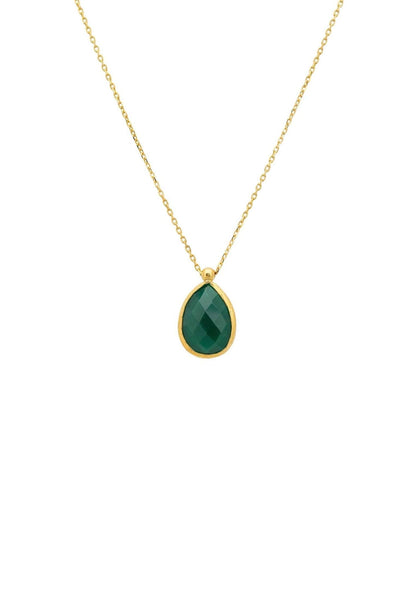 Latelita London Petite Drop Necklace Gold Green Onyx