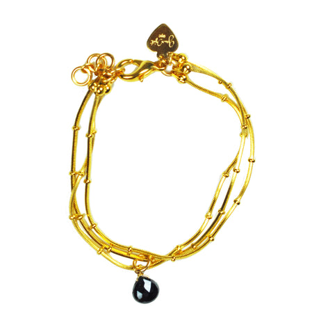 Gena Myint Black Spinel Drop Ball Chain Bracelet