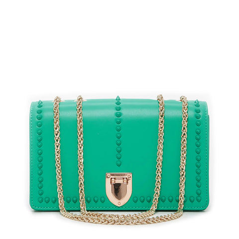 SUSU Josie Green Leather Shoulder Bag With Chain Strap