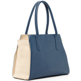 SUSU Jody Blue Ivory Leather Tote Shoulder Bag