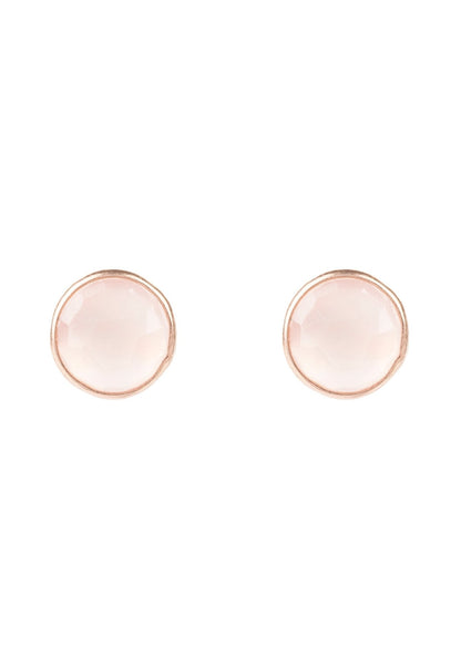 Latelita London Medium Circle Gemstone Earrings Rosegold Rose Quartz