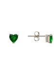 Latelita London Asscher Cut Heart Stud Earrings Silver Emerald