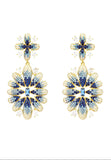 Latelita London Babylon Flower Drop Earrings Gold Blue