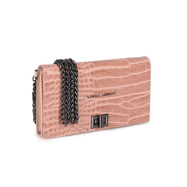 Women's Handbag Laura Ashley DUTHIE-CROCO-POWDER Pink 19 x 11 x 3 cm-0