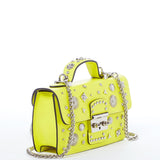 SUSU The Hollywood Bright Yellow Studded Leather Crossbody Bag