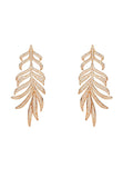 Latelita London Feathered Leaf Statement Drop Earrings Rosegold