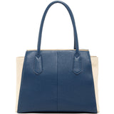 SUSU Jody Blue Ivory Leather Tote Shoulder Bag