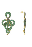 Latelita London Viper Snake Drop Earrings Gold Emerald