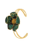 Latelita London Poppy Bangle Cuff Bracelet Gold Emerald Green Cz