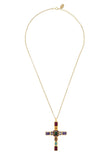 Latelita London Santa Maria Extra Large Gemstone Cross Pendant Gold