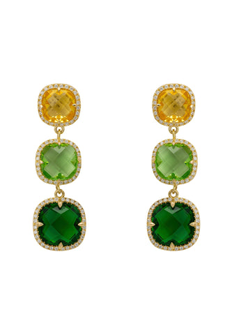 Latelita London Knightsbridge Earrings Gold Green Citrus