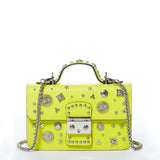 SUSU The Hollywood Bright Yellow Studded Leather Crossbody Bag