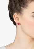 Latelita London Amore Heart Stud Earrings Ruby Silver