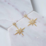 Latelita London Petite Star Burst Drop Earrings Gold