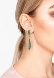 Latelita London Long Drop Earrings Emerald Green Cz