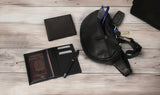 K0012AB | Pouch in genuine full-grain leather, with light grain. 4 pockets with zip closure. Polished Nickel Accessories. Black colour. Dimensions: 25 x 13 x 5.5 cm. Packaging: TNT bag-3
