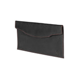 K0034AB | Flat envelope in genuine full grain leather, dollar grain - Black colour. Closure flap with automatic button. Dimensions: 22.5 x 12.5 x 0.5 cm - Packaging: TNT bag-1