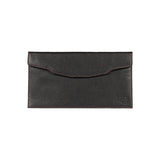 K0034AB | Flat envelope in genuine full grain leather, dollar grain - Black colour. Closure flap with automatic button. Dimensions: 22.5 x 12.5 x 0.5 cm - Packaging: TNT bag-2