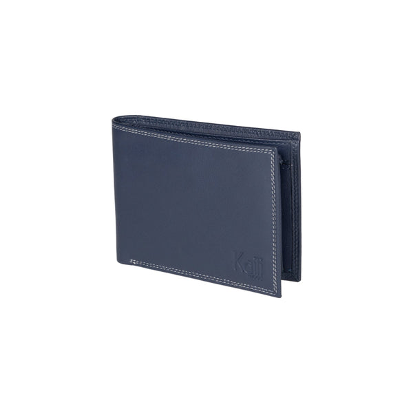 K10203DB | Men's wallet in genuine full grain leather, with light grain. Blue colour. Coin pocket. Dimensions when closed: 12.5 x 9.3 x 1 cm. Packaging: Rigid bottom/lid gift box-0