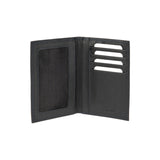 K10222AB | Document + Passport Holder in Genuine Full Grain Leather, with light grain. Black colour. Dimensions when closed: 10 x 14 x 1 cm - Packaging: Rigid bottom/lid gift box-1