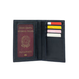 K10222AB | Document + Passport Holder in Genuine Full Grain Leather, with light grain. Black colour. Dimensions when closed: 10 x 14 x 1 cm - Packaging: Rigid bottom/lid gift box-2
