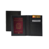 K10222AB | Document + Passport Holder in Genuine Full Grain Leather, with light grain. Black colour. Dimensions when closed: 10 x 14 x 1 cm - Packaging: Rigid bottom/lid gift box-3