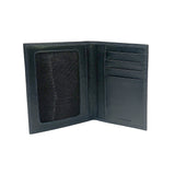 K10122AB | Document + Passport Holder in Genuine Full Grain Leather, dollar/smooth grain. Black colour. Dimensions when closed: 10 x 14 x 1 cm - Packaging: Rigid bottom/lid gift box-3
