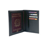 K10122AB | Document + Passport Holder in Genuine Full Grain Leather, dollar/smooth grain. Black colour. Dimensions when closed: 10 x 14 x 1 cm - Packaging: Rigid bottom/lid gift box-4