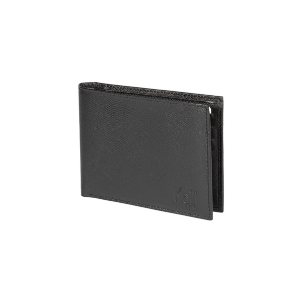 K10812AB | Men's Wallets in Saffiano Genuine Leather. Black colour. 8 credit card slots. Dimensions when closed: 12.5 x 9.5 x 1 cm. Packaging: Rigid bottom/lid gift box-0