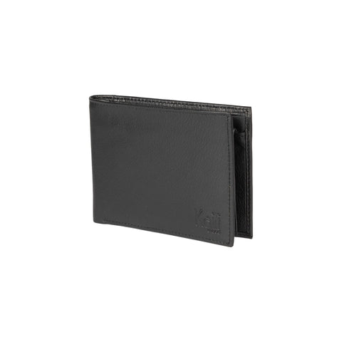 K11403AB | Men's wallet in genuine full grain leather, with light grain. Black colour. Coin pocket. Dimensions when closed: 12.5 x 9.3 x 1 cm. Packaging: Rigid bottom/lid gift box-0