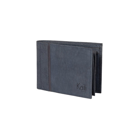 K12220DF | Men's Wallet in Genuine Full Grain Leather, Naked. Blue Color. RFID Protection. Closed Dimensions: 11.5 x 8.3 x 2 cm. Packaging: Gift box bottom/lid-0