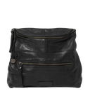 STITCH & HIDE WASHED LEATHER AVALON CROSSBODY BAG BLACK  - FREE WALLET POUCH