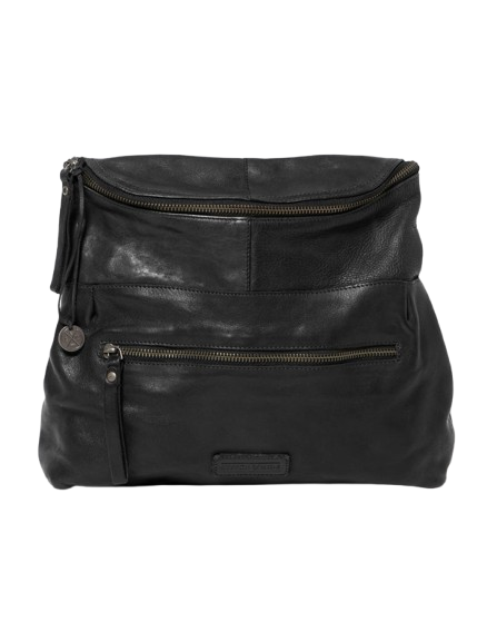STITCH & HIDE WASHED LEATHER AVALON CROSSBODY BAG BLACK  - FREE WALLET POUCH