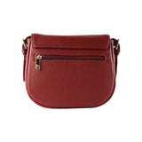 RB1002V | Genuine Leather Shoulder Bag Made in Italy with removable leather shoulder strap and attachments with shiny gold metal buckles - Red color - Dimensions: 26 x 20 x 10 cm-1