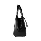 RB1004A | Handbag in Genuine Leather Made in Italy with removable shoulder strap and attachments with metal snap-hooks in Gunmetal - Black color - Dimensions: 33 x 25 x 15 cm + Handles 13 cm-4