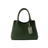 RB1004E | Handbag in Genuine Leather Made in Italy with removable shoulder strap and attachments with metal snap hooks in Gunmetal - Green color - Dimensions: 33 x 25 x 15 cm + Handles 13 cm-0