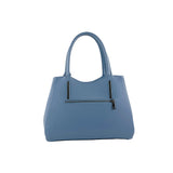 RB1004P | Handbag in Genuine Leather Made in Italy with removable shoulder strap and attachments with metal snap hooks in Gunmetal - Avio color - Dimensions: 33 x 25 x 15 cm + Handles 13 cm-1