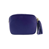 RB1007Y | Women's shoulder bag in genuine leather Made in Italy. Removable shoulder strap. Attachments with shiny gold metal snap hooks - Purple color - Dimensions: 20 x 15 x 7 cm-3