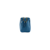 RB1008P | Women's Double Zip Shoulder Bag in Genuine Leather Made in Italy. Removable shoulder strap. Attachments with shiny gold metal snap hooks - Avio color - Dimensions: 20 x 15 x 9 cm-3