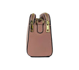 RB1011AZ | Women's shoulder bag in genuine leather Made in Italy. Removable shoulder strap. Attachments with shiny gold metal snap hooks - Antique pink color - Dimensions: 25 x 17 x 10 cm-2