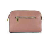 RB1011AZ | Women's shoulder bag in genuine leather Made in Italy. Removable shoulder strap. Attachments with shiny gold metal snap hooks - Antique pink color - Dimensions: 25 x 17 x 10 cm-3