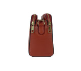 RB1011V | Women's shoulder bag in genuine leather Made in Italy. Removable shoulder strap. Attachments with shiny gold metal snap hooks - Red color - Dimensions: 25 x 17 x 10 cm-2