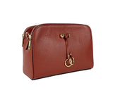 RB1011V | Women's shoulder bag in genuine leather Made in Italy. Removable shoulder strap. Attachments with shiny gold metal snap hooks - Red color - Dimensions: 25 x 17 x 10 cm-4