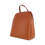 RB1018AM | Genuine Leather Double Compartment Women's Backpack Made in Italy with adjustable shoulder straps. Gunmetal metal accessories - Paprika color - Dimensions: 26 x 30 x 14.5 cm-1