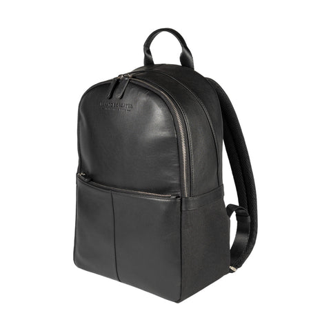 RB2001A | Nylon/Genuine Leather Netbook/Tablet Backpack, with light grain. Zip closure and adjustable shoulder straps - Black color - Dimensions: 27 x 38 x 14 cm. Packaging: Non-woven fabric bag-0