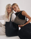 STITCH & HIDE LEATHER GEORGIA TOTE BAG BLACK - FREE WALLET POUCH