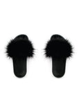 Knotty Faux Fur Slides Black