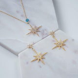 Latelita London Petite Star Burst Drop Earrings Gold