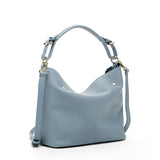 SUSU Lauren Faded Denim Leather Hobo Shoulder Bag Blue