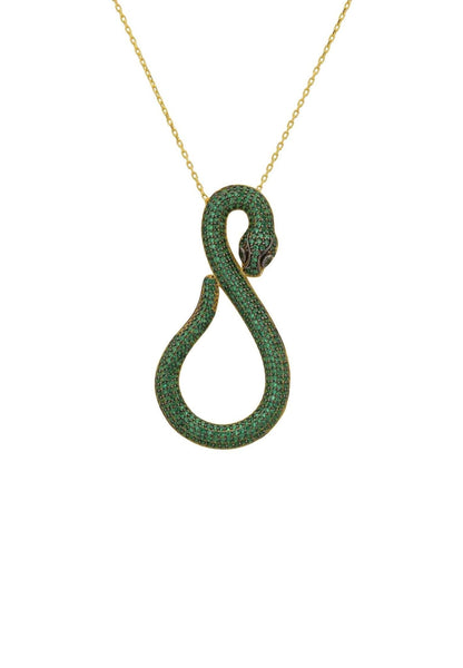 Latelita London Asp Snake Pendant Necklace Gold Emerald